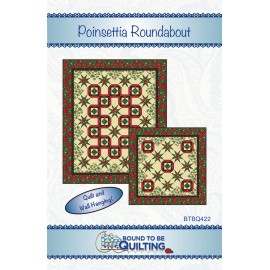 Quilting Treasures Poinsettia Roundabout - 64" X 76" Poinsettia Symphony Lap/Throw Quilt Top & Bind
