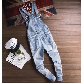 Sokotoo Men's Light Blue Snow Washed Denim Bib Overalls Size 34