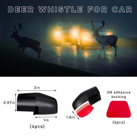 Kewucn 4 PCS Car Deer Whistles, Auto Deer Whistles Warning Devices Horn Sensor, Outdoor Driving Whistles Avoiding Deers from Collisions, Universal Car Accessories (Black 5)