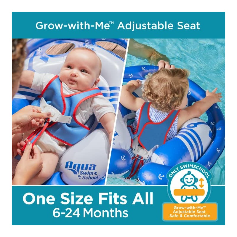 SwimSchool Freestyle Swimmer Baby Pool Float with Sunshade Canopy and