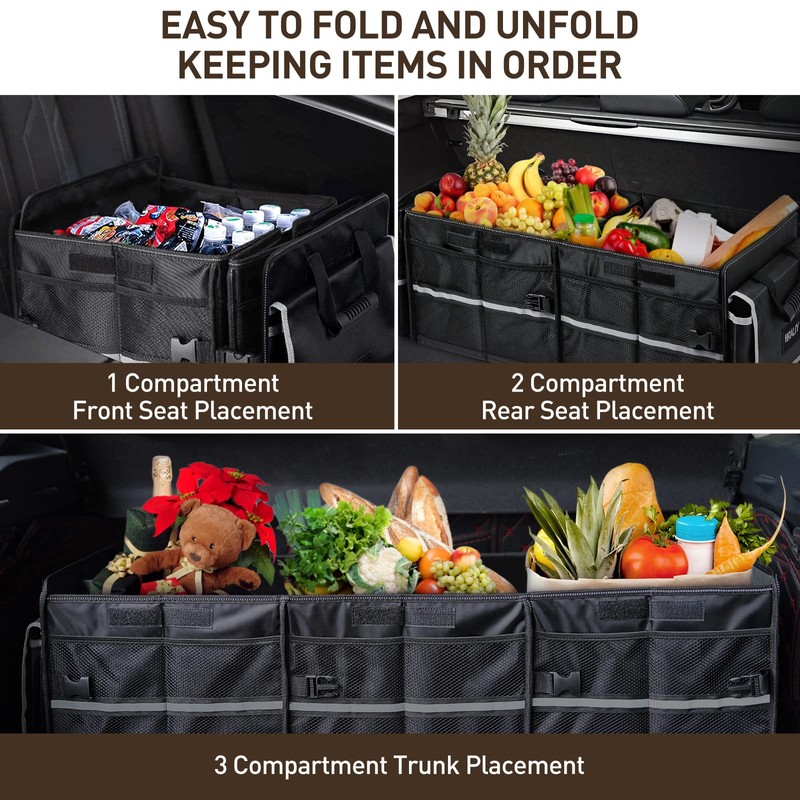 HIRALIY 4 in 1 Car Trunk Storage Organizer with Leakproof