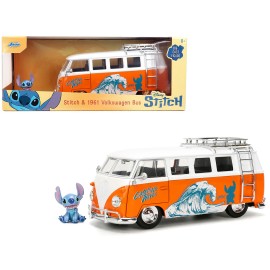 DCD 1961 for Volkswagen Bus 'Catching Waves' Diecast Figure White Orange Stitch From Disney's for Hollywood Rides Series Diecast