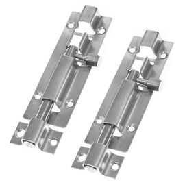 LDEXIN 2Pcs Door Security Slide Latch Lock, 4 inch/100mm Heavy Duty Solid Thicken Steel, Gate Barrel Bolt, Door Lock More Security and Privacy