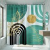 QGHOT Teal Blue and Gold Shower Curtain Boho Mid Century