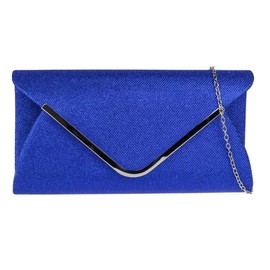 Girly Handbags Womens Metallic Woven Clutch Bag - Blue
