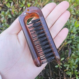 Cat Foldable Boar Bristle Hairbrush Portable Brush 2ea
