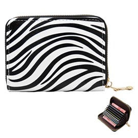Animal Zebra Print Wallet for Women Small RFID Blocking Wallet for Women Slim Wallet Purse Pouch for Womens Credit Card Holder Wallet for Women Animal Zebra Card Wallet Zipper Pocket Wallet for Women