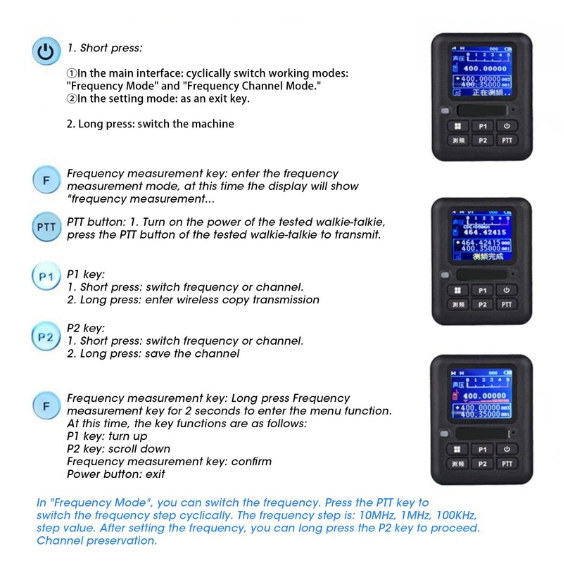 Walkie Talkies Mini Decoder Portable Radio Frequency Counter Meter with