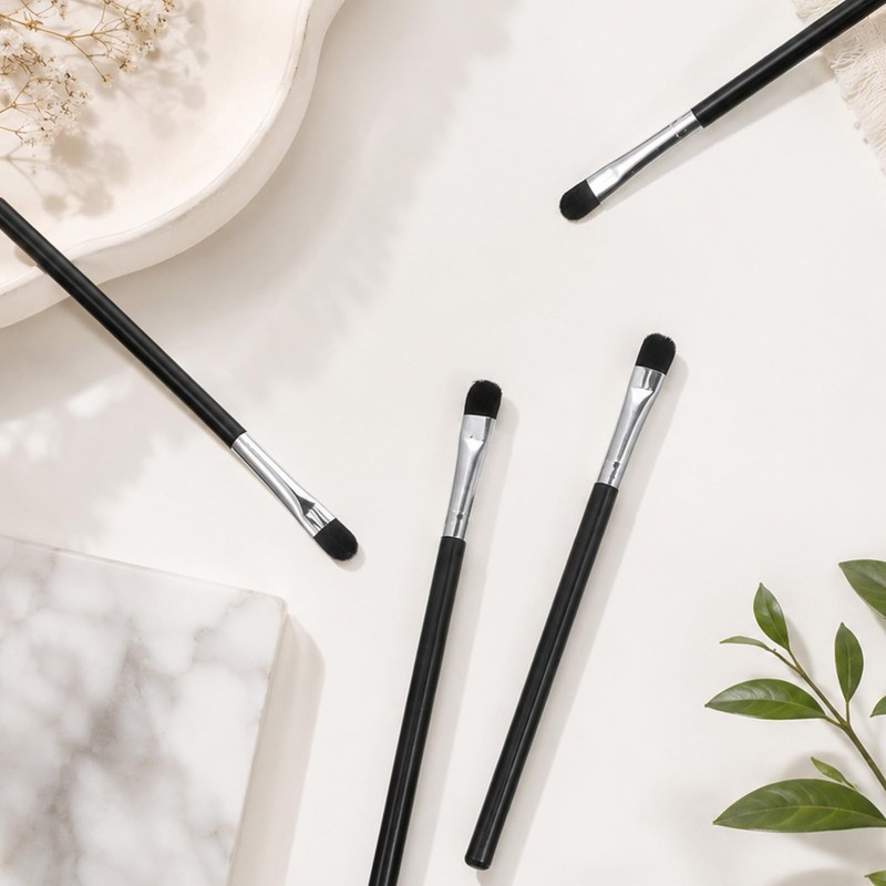 12 Pcs Flat Makeup Brushes Small Concealer Brush Tools Black