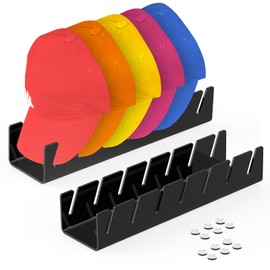 Hat Stand for Baseball Caps Display & Organizer, No Install Acrylic Hat Organizer for 7 Baseball Caps Storage, Hat Racks Storage for Bedroom, Closet, Dresser, Entrance, Non-slip Hat Stand (Black)