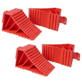 Donext Wheel Chocks Rubber Heavy Duty, Tire Chocks for Travel Trailers, RV, Camper, and Trucks 4-Pack, Red