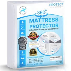 100% Waterproof - King Mattress Cover - Upto 16'' Deep Premium Quality Zippered Six-Sided 360° Mattress Encasement, Hypoallergenic, Noise Less - Zippered Mattress Protector - Machine Washable