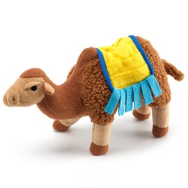 Snuffle Dogs Toys Plush Stuffed Puppy Toy with Squeaky Treat Hide for Large, Medium, Small Dogs and Puppies Slow Feeder, Machine Washable, Pet Supplies Toys for Dogs to Keep Them Busy, Camel