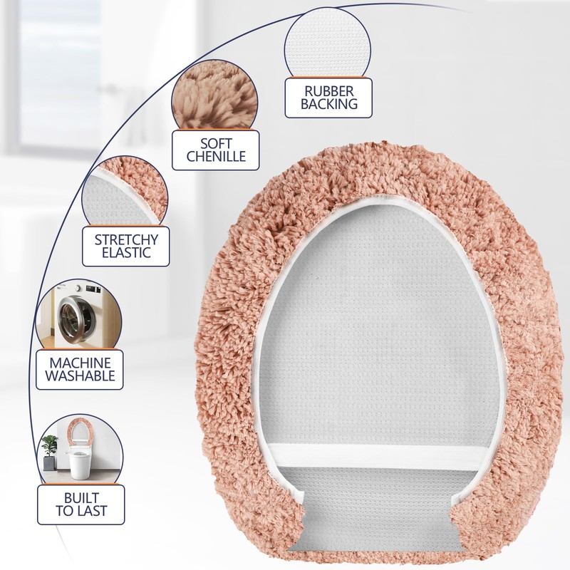 Baahrnom Microfiber Elongated Toilet Seat Cover 19.5"x 15" Machine Washable