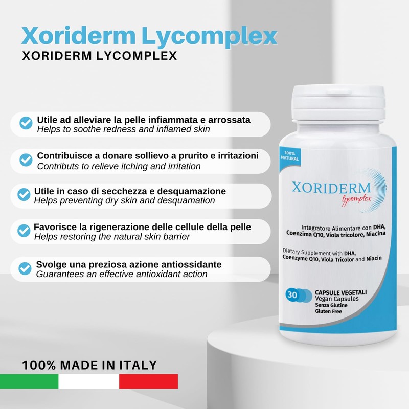 XORIDERM LYCOMPLEX Dietary Supplement for Combating Redden, Irritated and Flaky