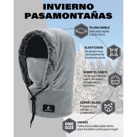 PivotWing Winter Hat Men Women Balaclava Multifunctional Balaclava Tube Scarf Ski Mask, lightgrey