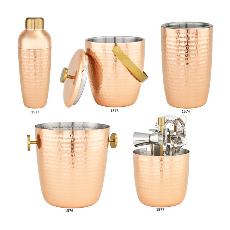 Old Dutch “Aura” Hammered Copper Bar Tools Set, Stainless Steel,