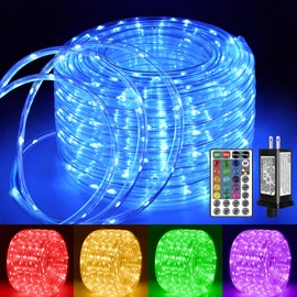 Ollny Ollny Rope Lights Outdoor Color Changing, 33FT 100 LED Waterproof Plug in Outdoor String Lights with Remote, 16 Colors Twinkle Rope Lights for Outside Indoor Party Easter Holiday Decorations