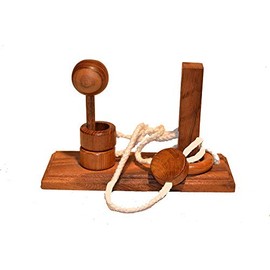 Two Lock of the Ring, Wooden Rope Puzzle Lord of the Ring Trick Puzzle, Knobel Box, Patience Puzzle, Wooden Brain Teaser IQ Test, Learning Puzzle,