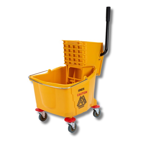 Carlisle FoodService Products 35-Quart Commercial Mop Bucket with Side-Press Wringer,