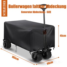 Schleuder Handcart Cover, Cover for Foldable Handcart, Handcart Cover, 420D Oxford Fabric Transport Trolley Cover, Waterproof, Windproof, UV-Resistant, Black (105 x 60 x 45 cm)