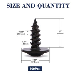 #8 x 1/2" Wood Screw 100Pcs Alloy Steel Standard Thread Truss Head Fast Self Tapping Black Oxide by SG TZH