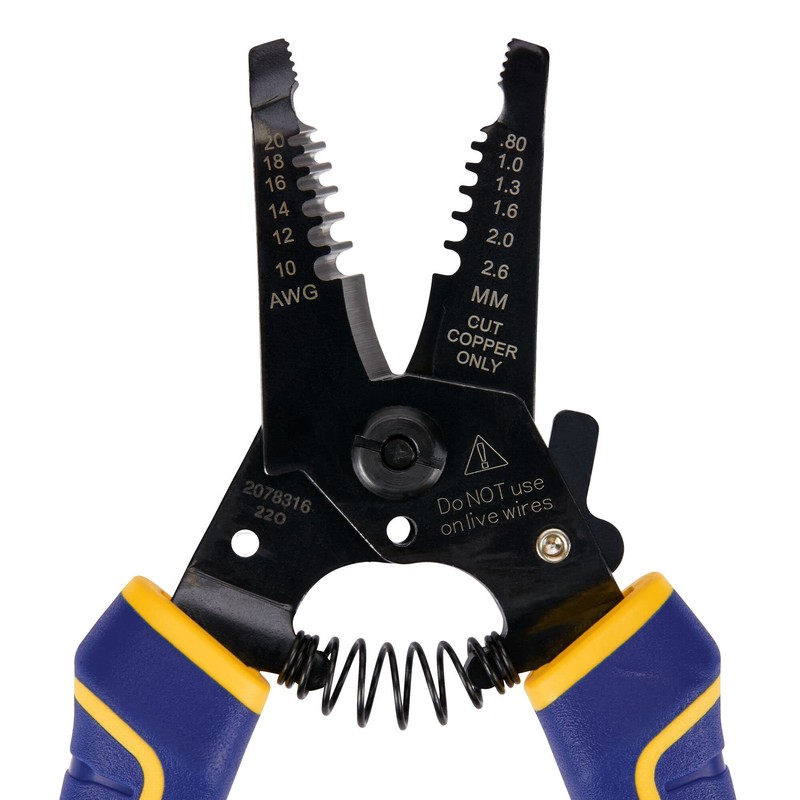 IRWIN 2078316 Vise-Grip Wire Stripping Tool/Wire Cutter, Yellow|grey|blue|black, 6-Inch