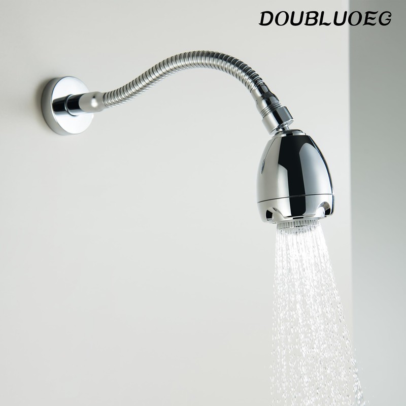 DOUBLUOEG Chrome 11.8 Inches Shower Head with Adjustable Shower Arm,