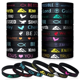 Inspirational Bible Verse Wristbands – 60-Pack Motivational Christian Bracelets for Bulk Party Favors, Youth Groups & Church Events