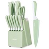 hecef 15 Pieces Kitchen Knife Set with Built-in Sharpening Wooden