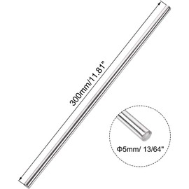TA-VIGOR 5Pcs 5mm x 300mm Stainless Steel Round Rods, Metal Solid Round Shaft Rods Lathe Bar Stock for DIY Crafts Car Helicopter Airplane Model