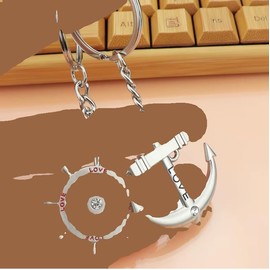 Freedale Couples Keyring - Best Friend Silver Cute Love Anchor and Wheel Keyrings Romantic Gift Marine Boat Chain - Nautical Sailing Themed Couple Pair Friendship Key Chain Pendants