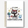 Black Cat Notebook, It's Fine I'm Fine Everything is Fine