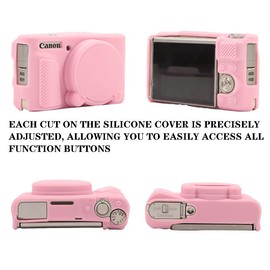 AEXUTDA Case for PowerShot SX740 HS Camera Protective Cover SX740 HS Camera Soft Silicone Bag with Detachable Lens Cover Lightweight Skin Friendly，Pink