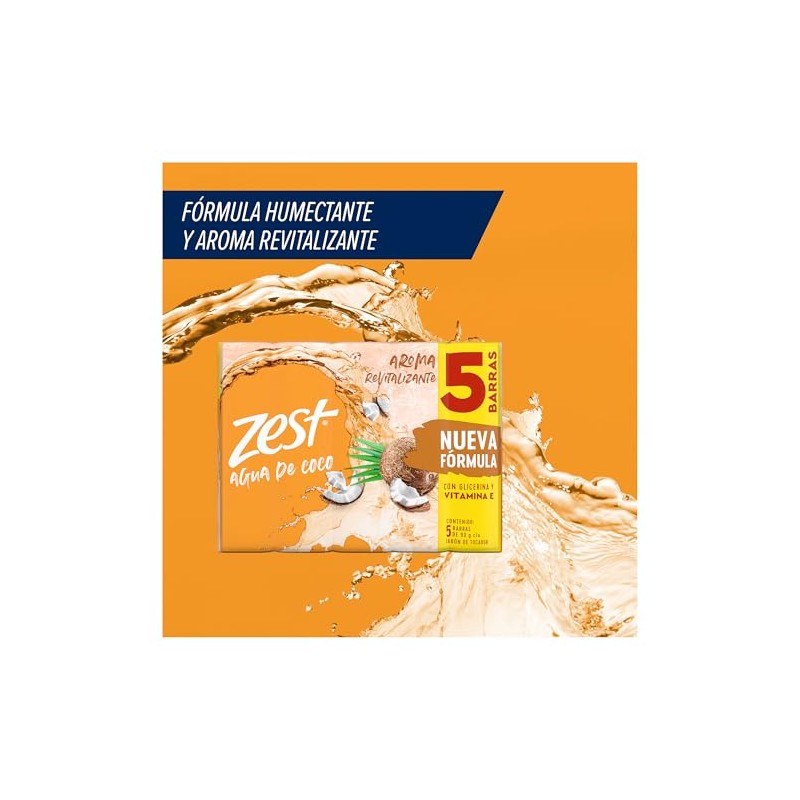 ZEST Jabón en Barra Agua de Coco y Agave, 5pack