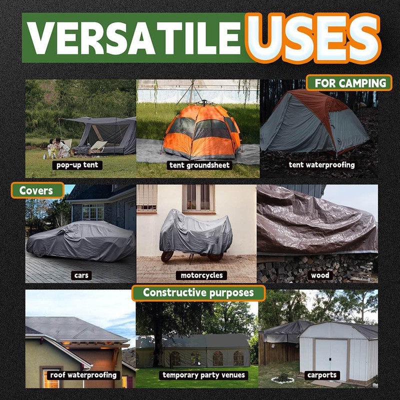 RAINDEWAY Tarps Heavy Duty Waterproof 15x15 Feet, 10Mil Multipurpose Poly