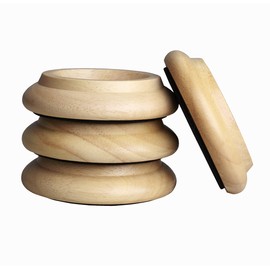 HilerPunk Solid Wood Upright Piano Castors, Furniture Castors, Beds, Chairs, Wheels, Cups, Pads, with Non-Slip and Noiseless Felt Pads, for Hardwood Floor Protectors, Natural Wood, Pack of 4