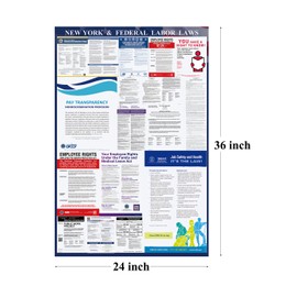 KIKIGO 2024 New York State and Federal Labor Laws Poster - OSHA Workplace Compliant 24" x 36" - All in One Required Posting -(English & Spanish Combo)