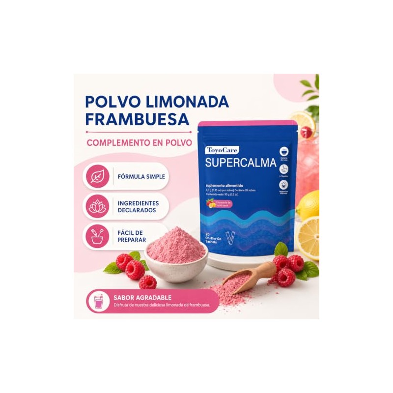 Polvo Sabor Frambuesa, Supercalm Suplemento Alimenticio