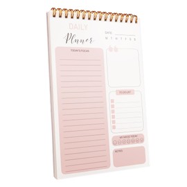 8.2x5.5 Inch To Do List Notebook for Work, Spiral To Do List Notepad for Women, 100 Sheets Undated Daily Planner for Office, School and Home Goal Setting (Pink)