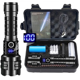 Lumbor37 Linterna Led Recargable, Lampara de Mano Linternas Led Recargables Alta Potencia, Potente Linterna Tactica Militar USB Lámpara de Mano Para Emergencia Camping Regalo