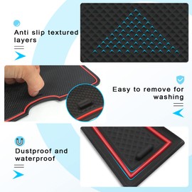 CDEFG Compatible with Renault Arkana 2021-2023 2024 Car Centre Console Rubber Mats Door Slot Non-Slip Non-Slip Mats Anti-Dust Cup Holder Arkana Rubber Mat Armrest Arkana 2024 Accessories (Red)