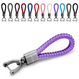 KEYU Key ring in maritime look, key ring rope for car key, black, carabiner key fob, gift, Lavender / purple, Einheitsgröße