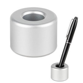 AKEIE 1 Pen Holder, Stylish Pen Stand, Brush Holder, Anti-Slip, Compatible with Fountain Pens, Pencils, Ballpoint Pens, Aluminum Alloy, Cylinder, Silver