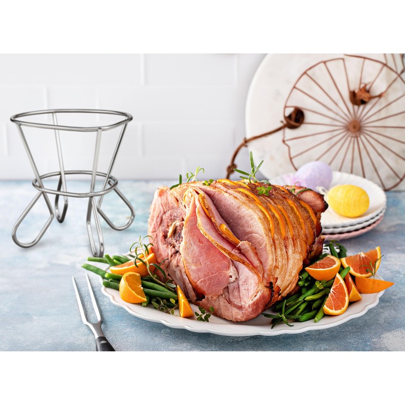 HIC Kitchen Roasting Wire Spiral Ham Roasting Rack, Chrome-Plated Steel,