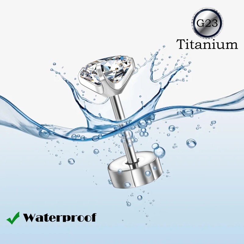CANDYFANCY 3 Pairs 20G Titanium Stud Earrings for Women Men