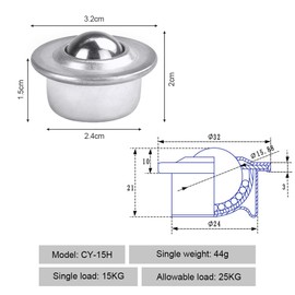 CODIRATO 12 Pieces 15 mm Ball Castors Carbon Steel Furniture Castors Universal Metal Ball Bearing Ball Transfer Flat Roller Bearing Heavy Duty Ball Roller Bearing Swivel Castors with Steel Ball for