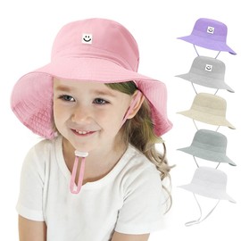 flintronic Baby Sun Hat, UV Protection UPF 50+ Sun Hat, Baby Children, Adjustable Fishing Hat, Children, Brim Beach Hat for Girls and Boys, Bucket Hat Children with Chin Strap, B-pink