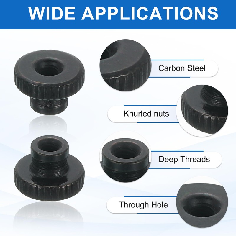 sourcing map 6Pcs Knurled Thumb Nuts, M8x16mm Carbon Steel Nut