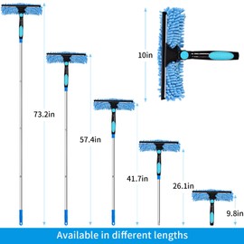PHABULS Window Washing Kit with Extension Pole, 73’’ Window Cleaning Squeegee Kit, 3 in 1 Window Cleaning Kit with 2 Microfiber Pads & 2 Chenille Pads for Indoor Outdoor Windows